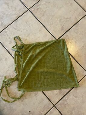 SHEIN Olive Green Velvet Tie-Side Swim Coverup Skirt